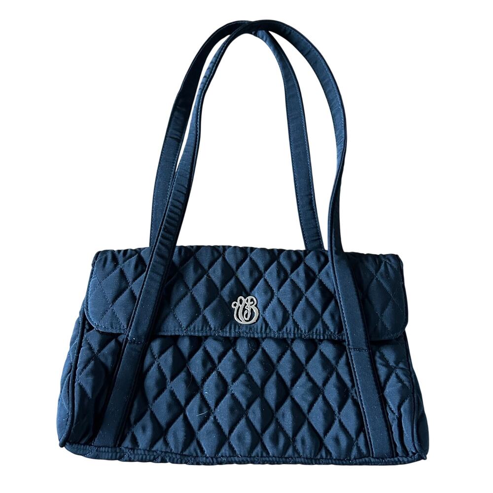 Vera Bradley Black Quilted Shoulder Bag Purse Gold Logo Silver Logo Classic